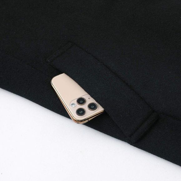 Wool Blend Overcoat with Detachable Hooded Black - Picture 6 of 7